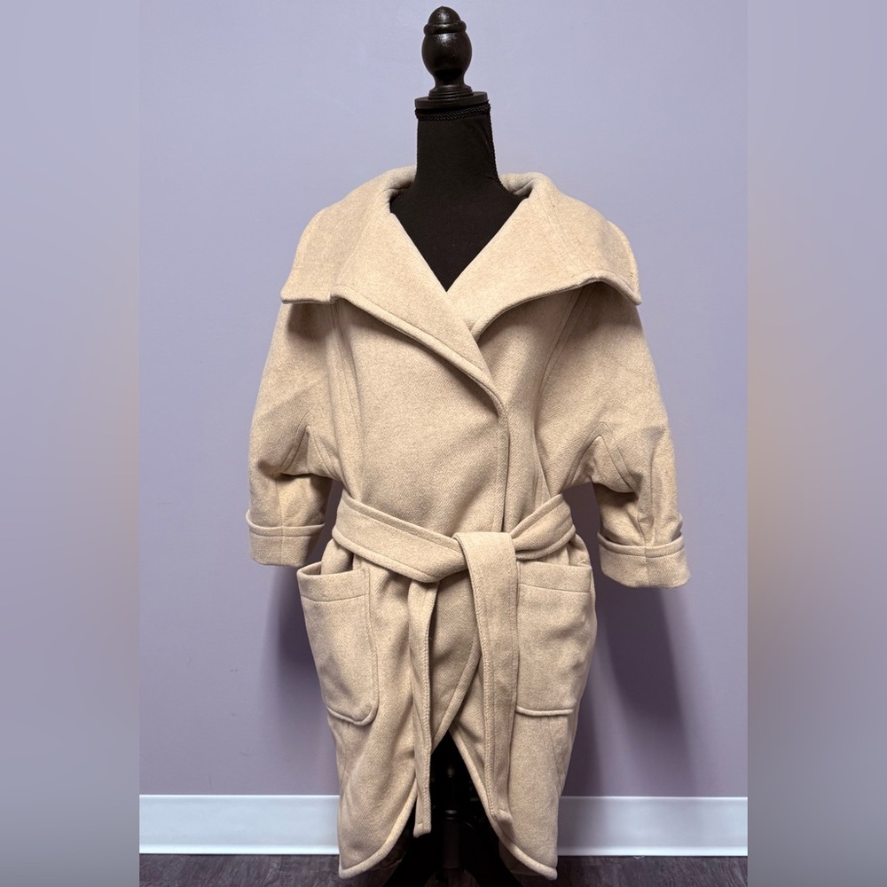 EUC Limited WRAP Tulip WOOL Coat 3/4 SLEEVE Dolman - Picture 14 of 14